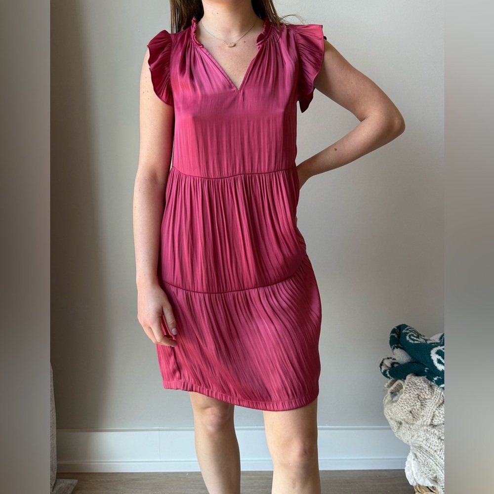 LOFT Ruffled Pink Mini Dress